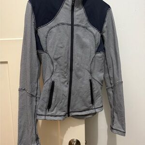 Lululemon Athletica Navy Blue and White Checkered Jacket